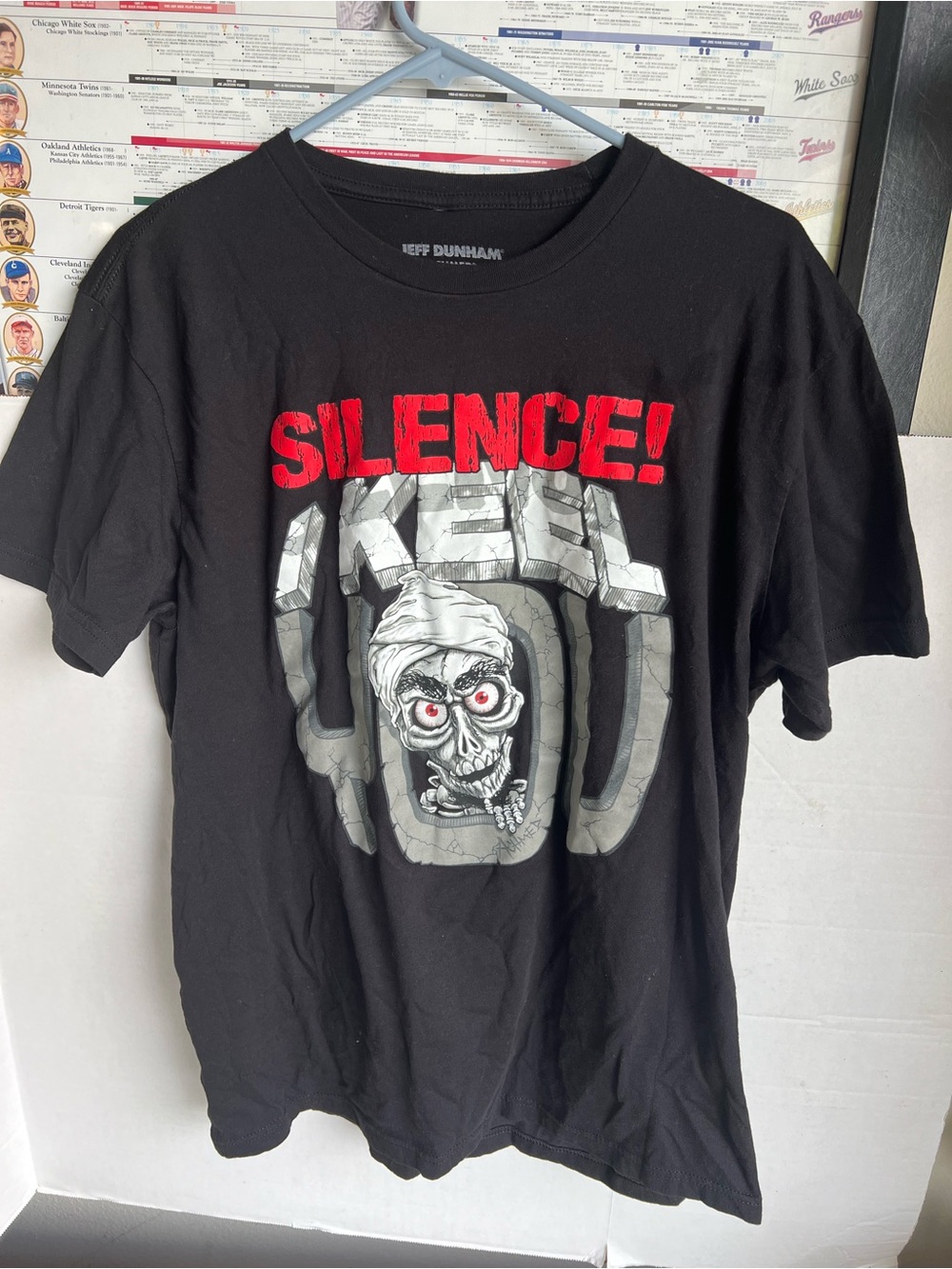 Dunham Black Graphic Tee with Red "SILENCE!" Lettering